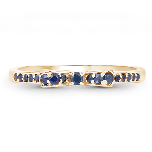 21 Blue Sapphire Knot Ring in 14K Yellow Gold 