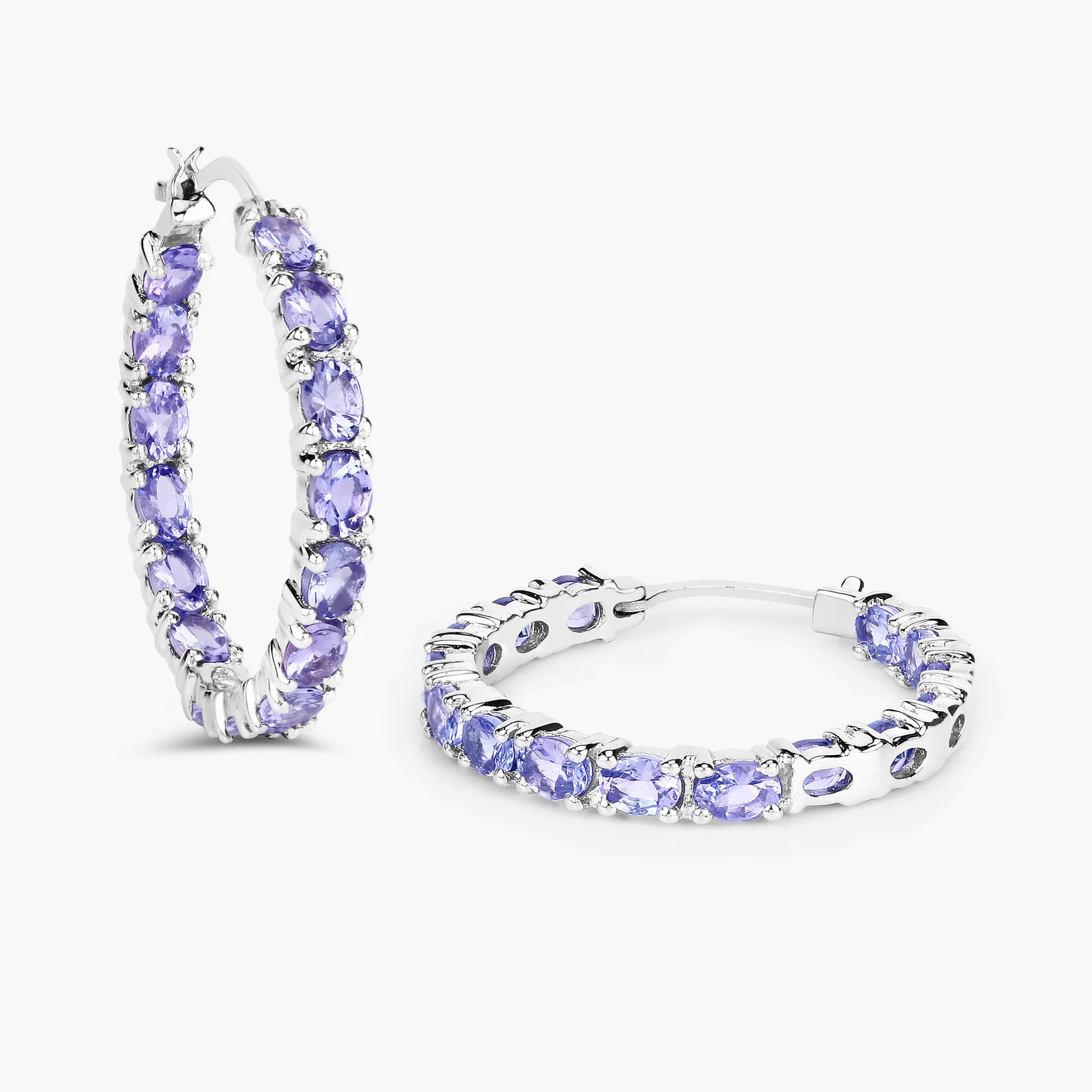 Earrings in .925 Sterling Silver with Tanzanites 