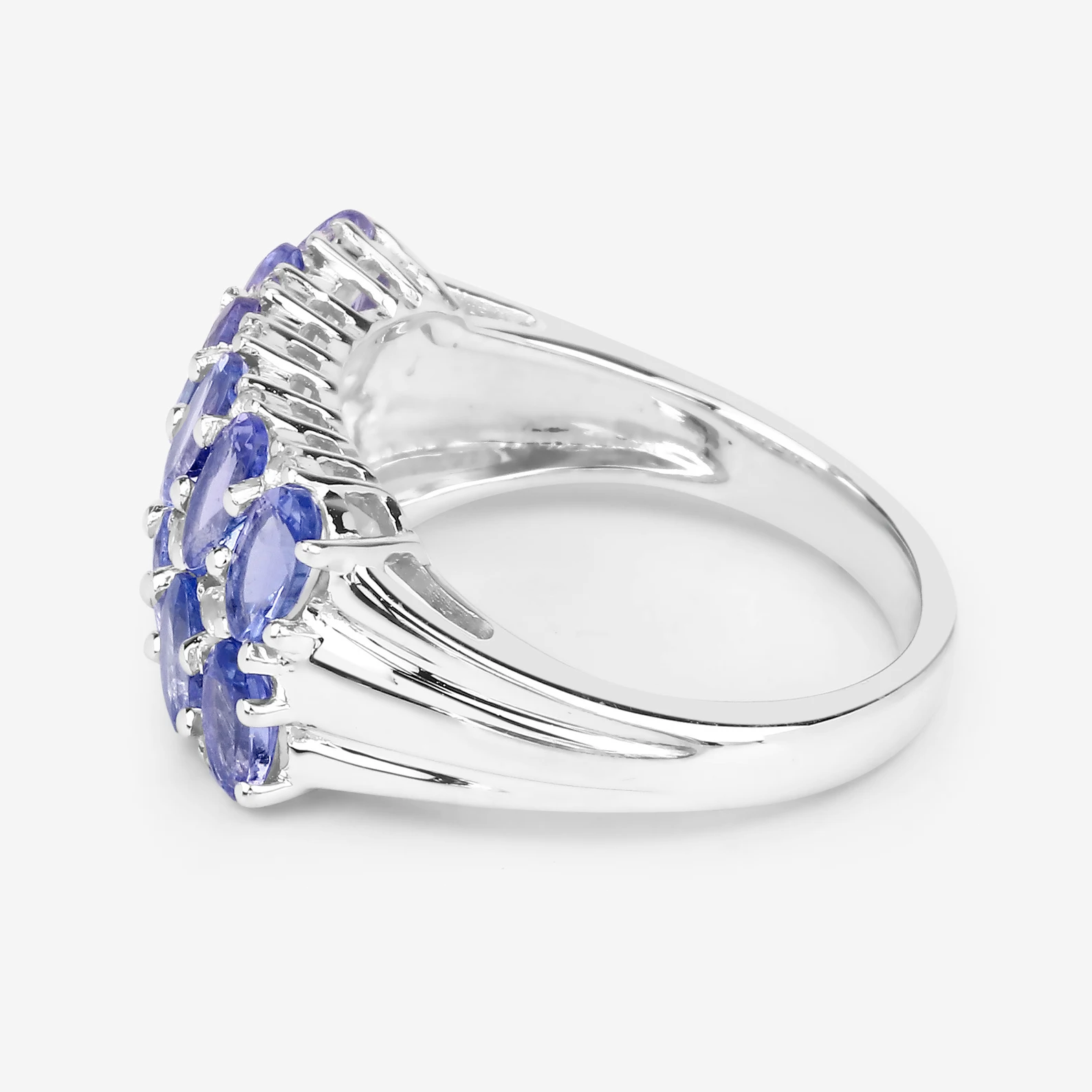 3.16 Carat Genuine Tanzanite & White Topaz .925 Sterling Silver Ring 