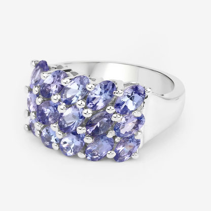 3.75 Carat Genuine Tanzanite .925 Sterling Silver Ring 