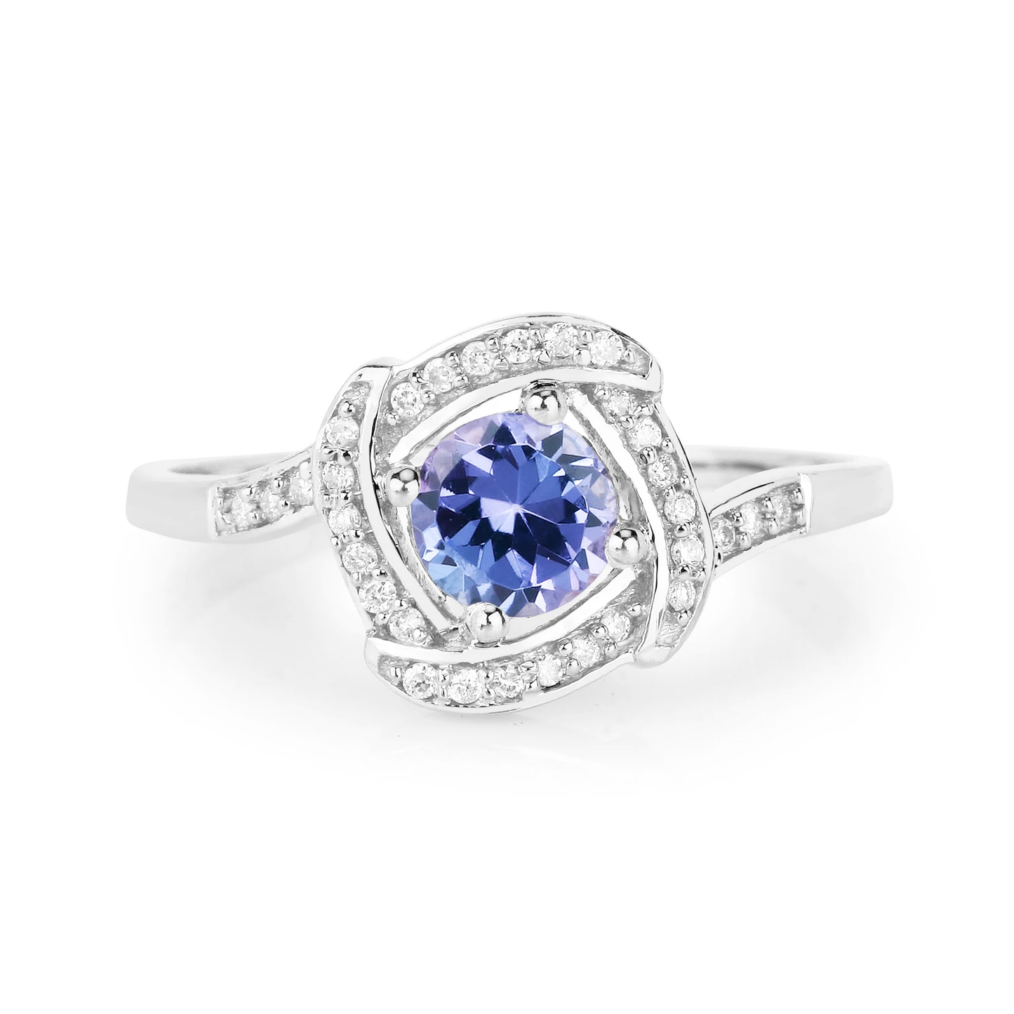 Engagement Ring in 14K White Gold with Tanzanite 