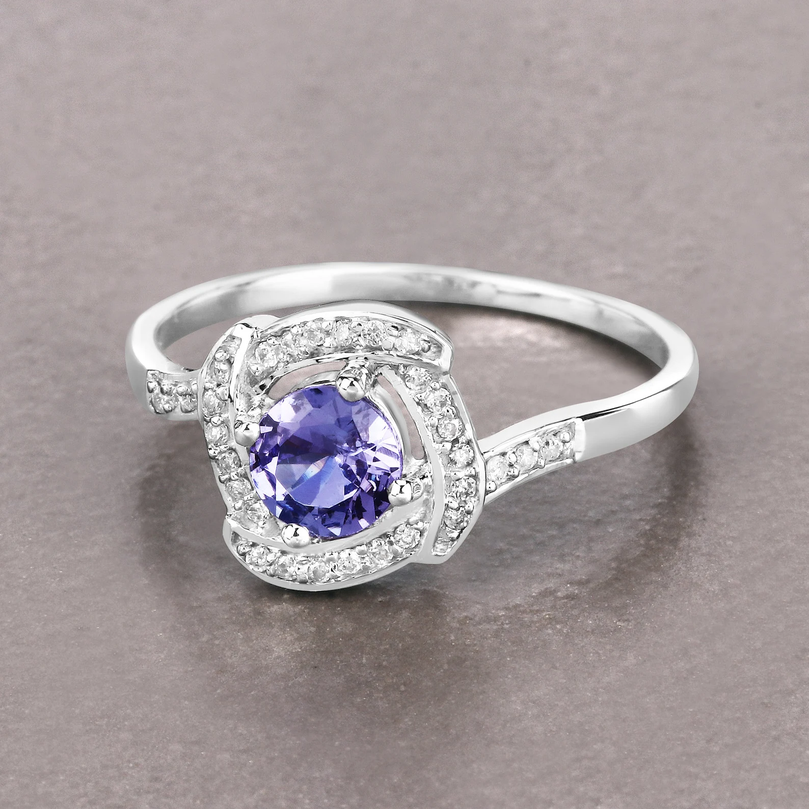 Engagement Ring in 14K White Gold with Tanzanite 