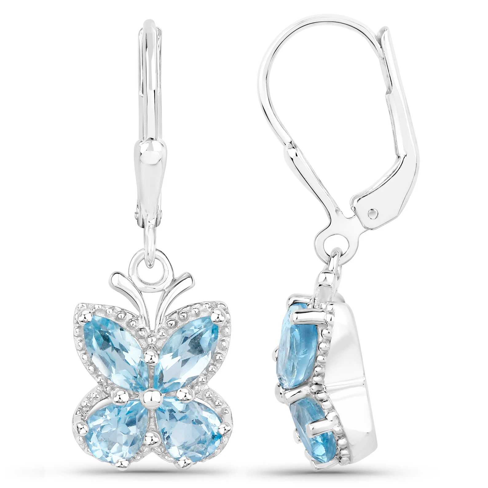 2.32 Carat Genuine London Blue Topaz .925 Sterling Silver Earrings 