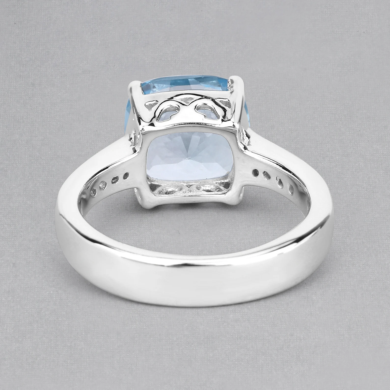 Ring in .925 Sterling Silver with Blue Topaz and White Topaz 