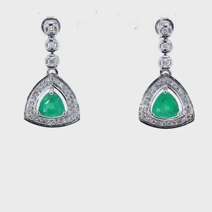 Earrings in 14K White Gold with Zambian Emeralds and Diamonds