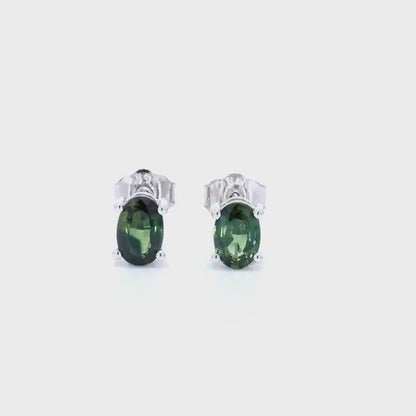 Earrings in 14K White Gold with Green Sapphires