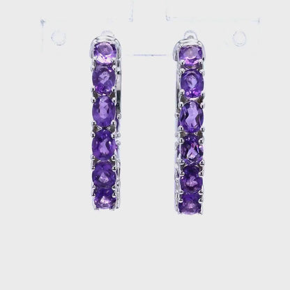 3.20 Carat Genuine Amethyst .925 Sterling Silver Earrings