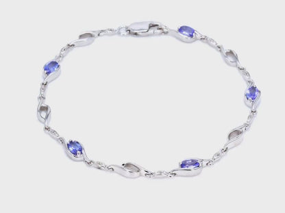 Bracelet in .925 Sterling Silver with Tanzanite and White Topaz