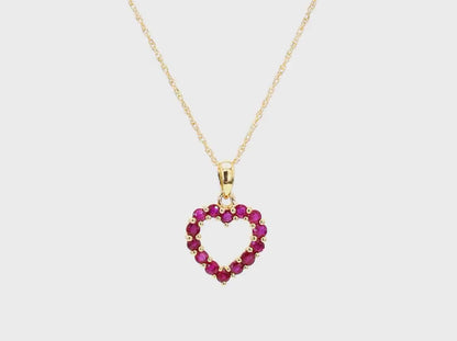 Heart Shaped Pendant and Chain in 10K Yellow Gold with Ruby