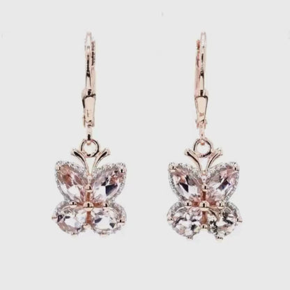 Earrings in .925 Sterling Silver with 18K Rose Gold Plated with Morganite