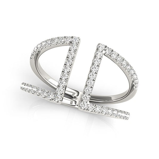 14k White Gold Open Style Dual Band Ring with Diamonds (1/2 cttw) 