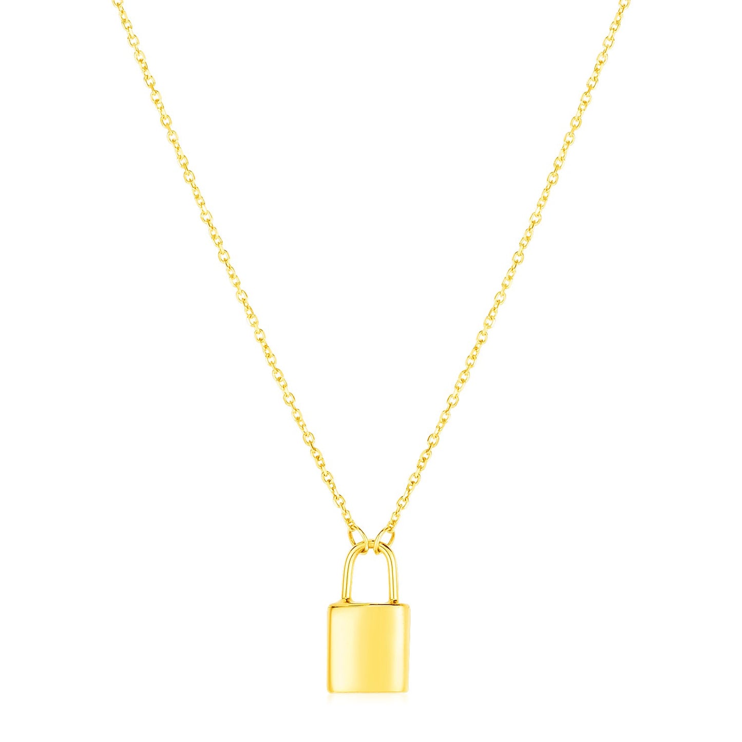 14k Yellow Gold Padlock Necklace 