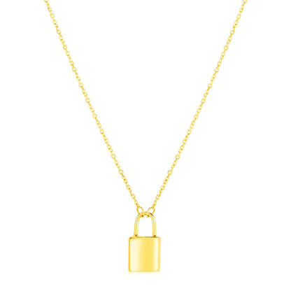 14k Yellow Gold Padlock Necklace 