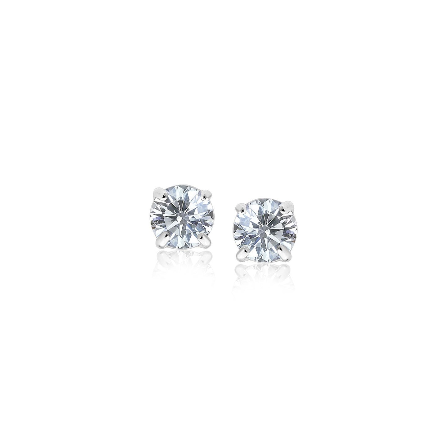 Sterling Silver 3mm Faceted White Cubic Zirconia Stud Earrings 