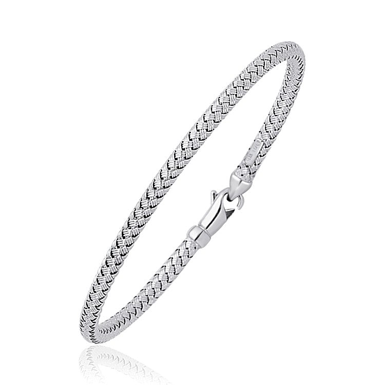 Fancy Weave Bangle in 14k White Gold (3.0mm) 