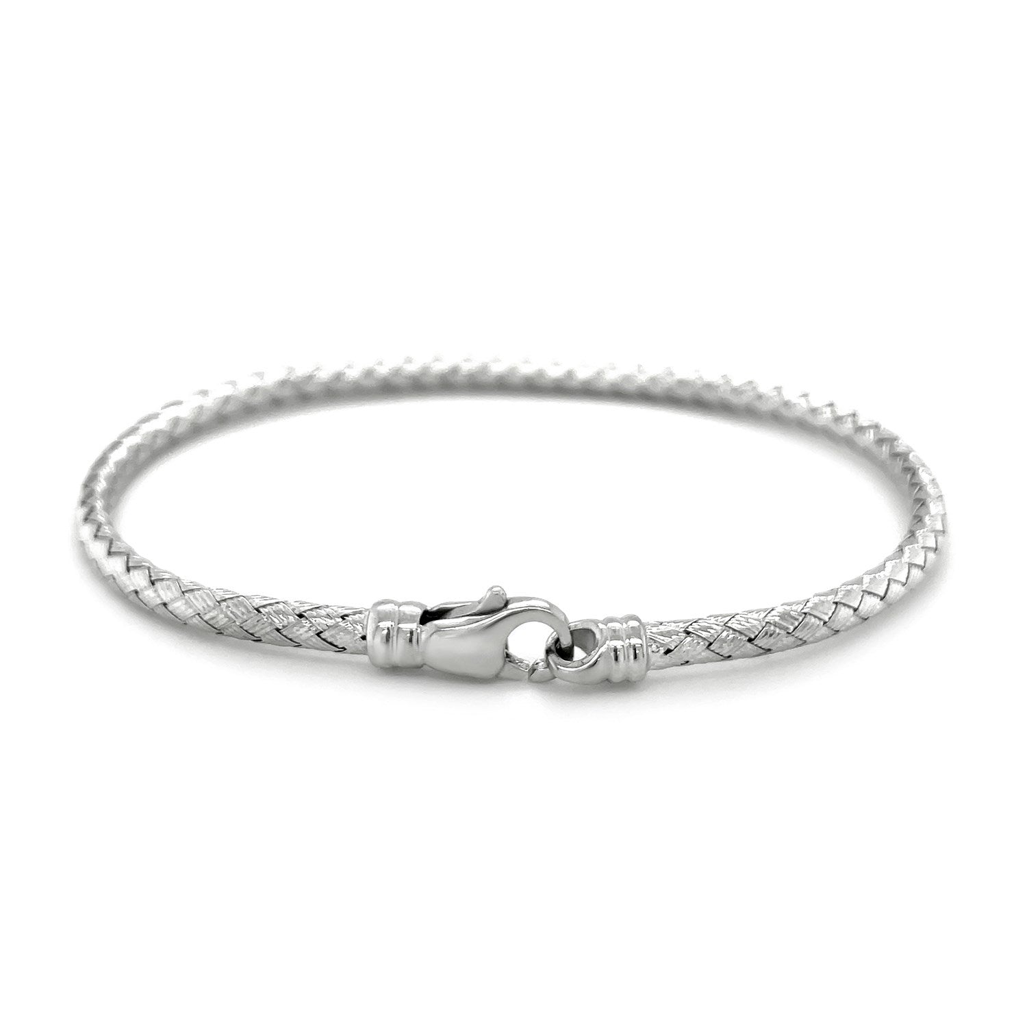 Fancy Weave Bangle in 14k White Gold (3.0mm) 