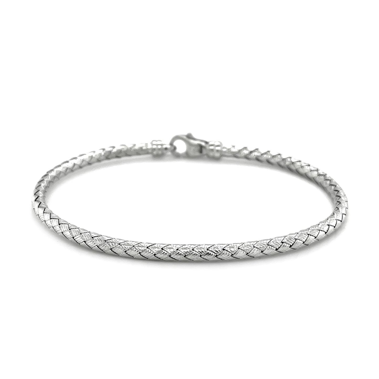 Fancy Weave Bangle in 14k White Gold (3.0mm) 