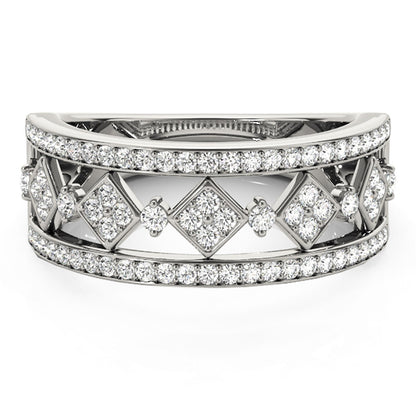 Diamond Studded Square Motif Ring in 14k White Gold (1/2 cttw) 