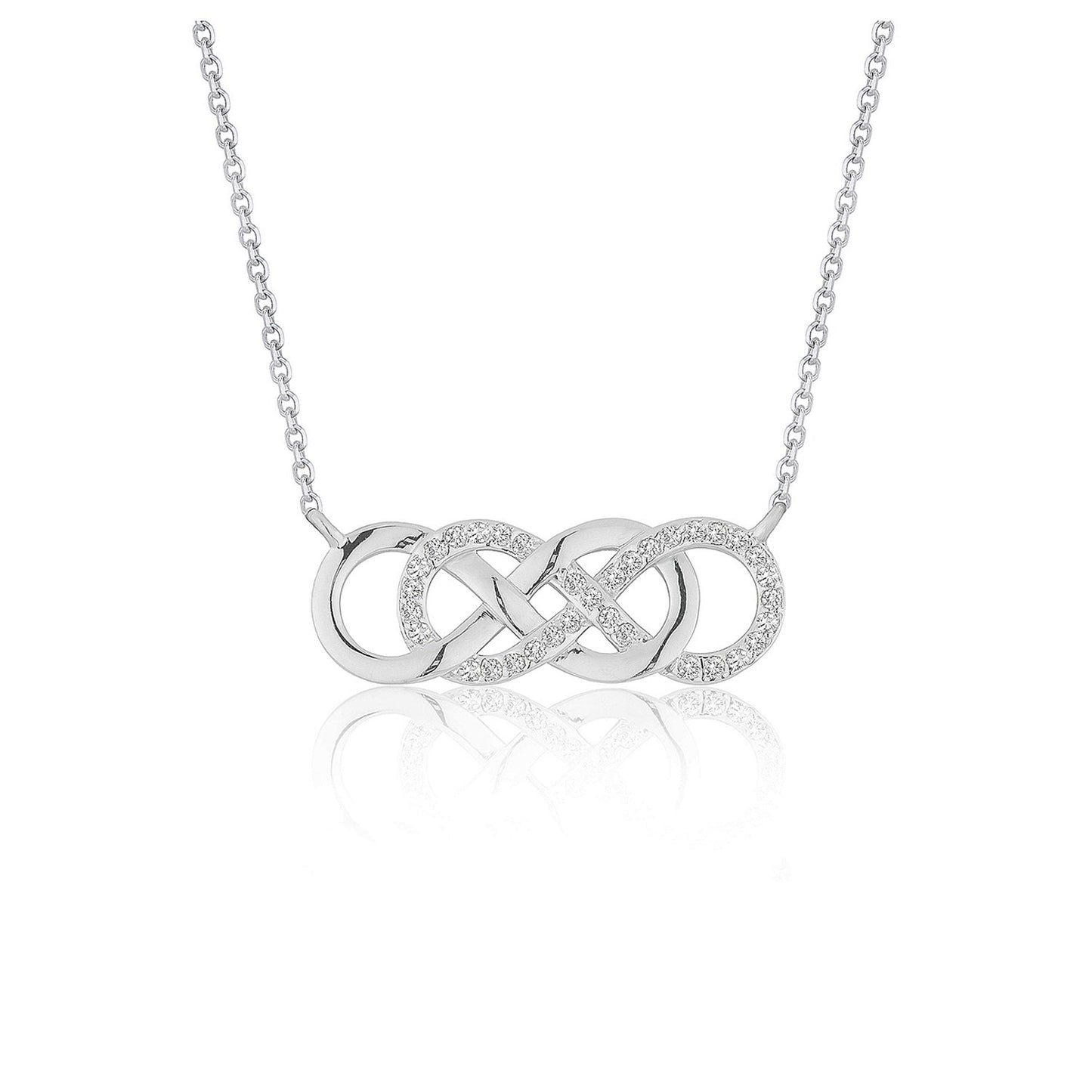 Double Infinity Diamond Pendant in 14k White Gold 