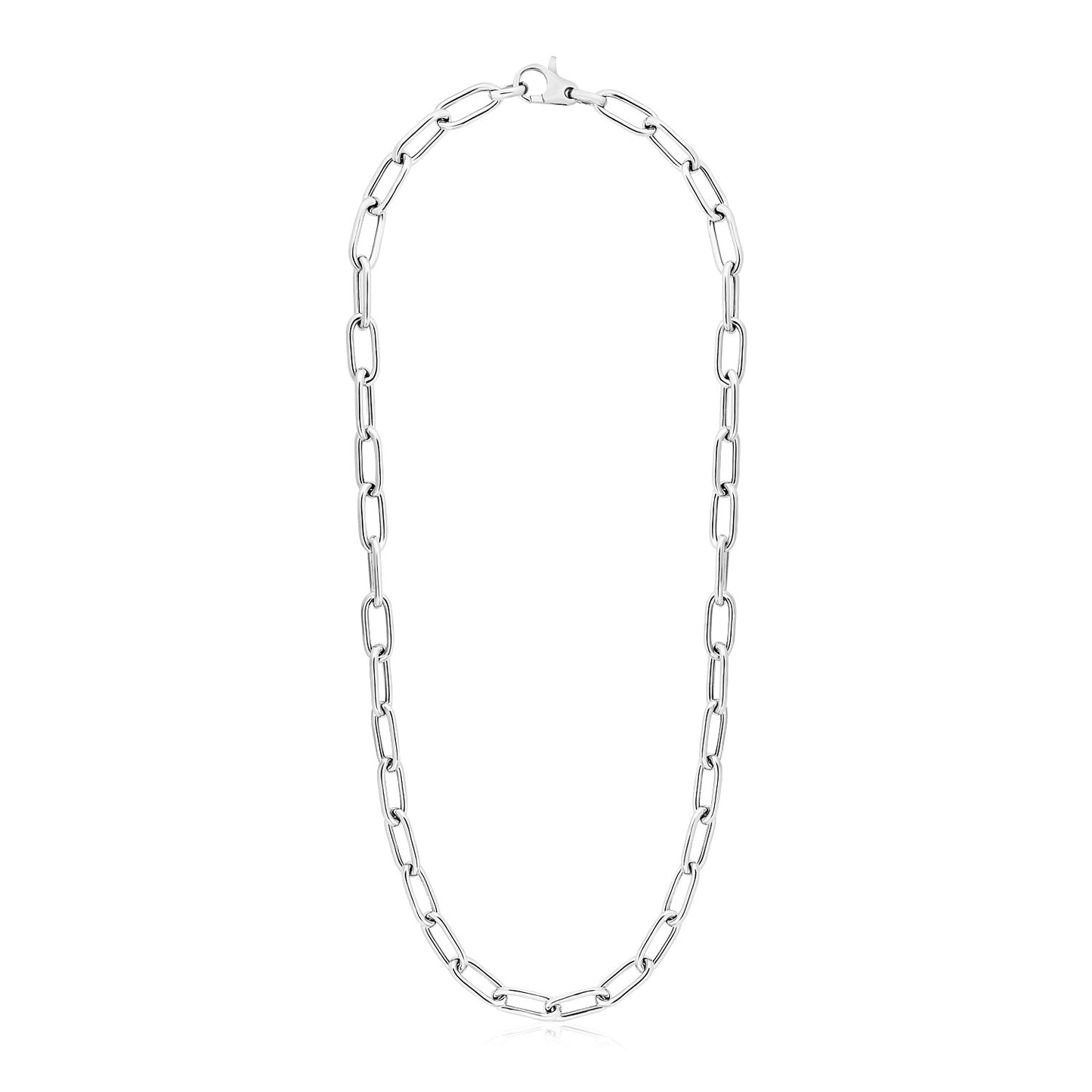 Sterling Silver Wide Paperclip Chain Necklace 