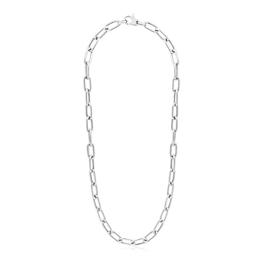 Sterling Silver Wide Paperclip Chain Necklace 