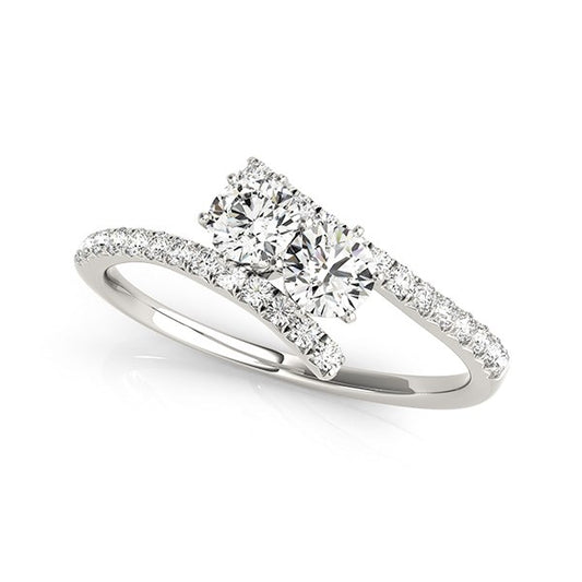 Two Stone Bypass Diamond Ring in 14k White Gold (3/4 cttw) 