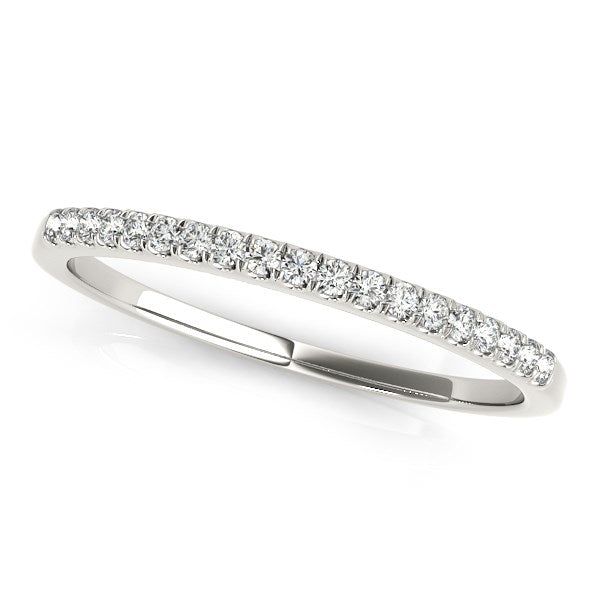 14k White Gold Scallop Pave Set Diamond Wedding Ring (1/8 cttw) 