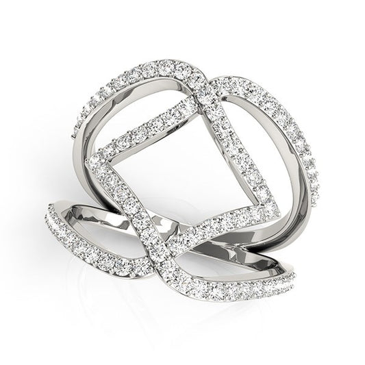 14k White Gold Entwined Design Diamond Dual Band Ring (3/4 cttw) 