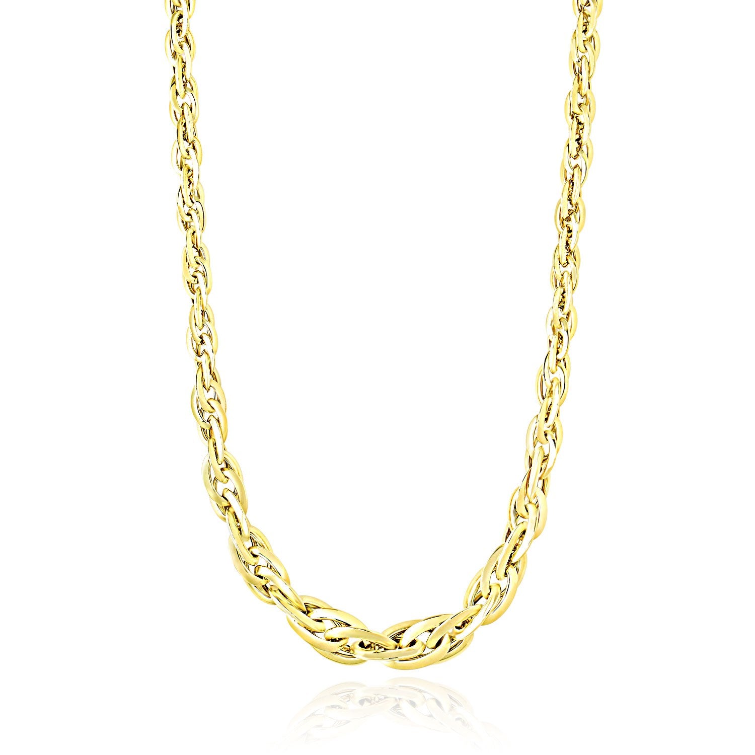 Polished Double Oval Link Chain Necklace in 14k Yellow Gold 