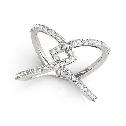 14k White Gold Fancy Entwined Design Diamond Ring (1/2 cttw) 