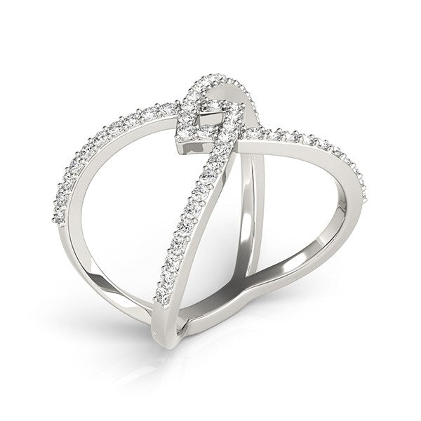 14k White Gold Fancy Entwined Design Diamond Ring (1/2 cttw) 