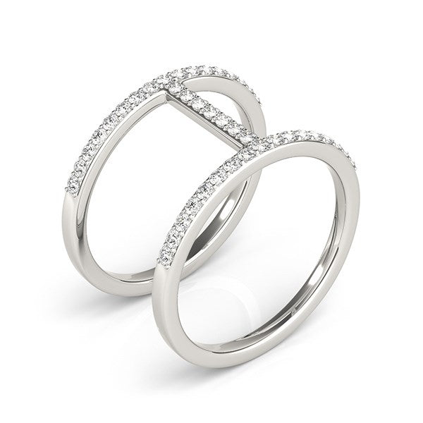 14k White Gold Dual Band Bridge Style Diamond Ring (3/8 cttw) 