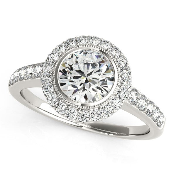 14k White Gold Pave Style Diamond Engagement Ring (1 3/8 cttw) 