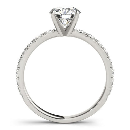 14k White Gold Single Row Shank Round Diamond Engagement Ring (1 1/3 cttw) 