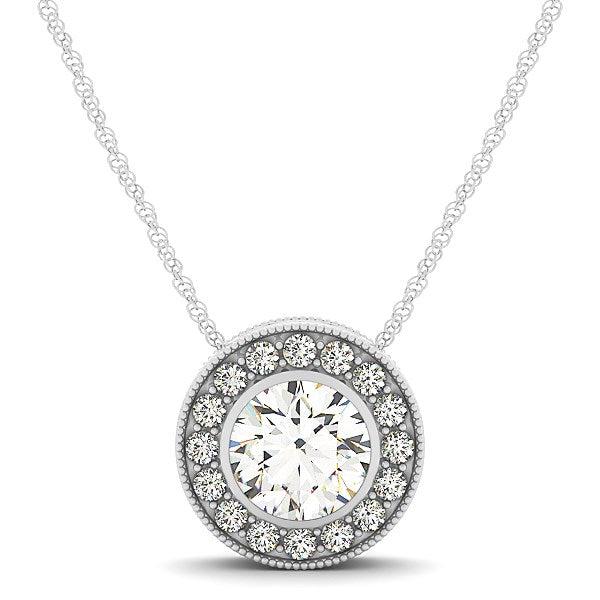 Diamond Halo with Center Bezel in 14k White Gold (5/8 cttw) 