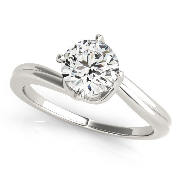 14k White Gold Bypass Style Solitaire Round Diamond Engagement Ring (1 cttw) 