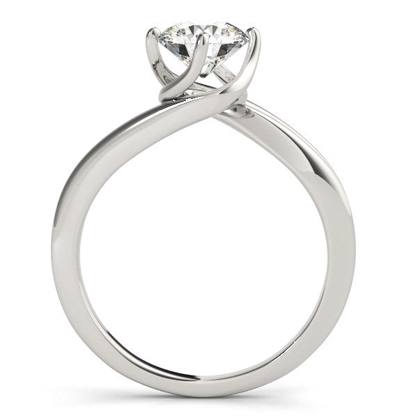 14k White Gold Bypass Style Solitaire Round Diamond Engagement Ring (1 cttw) 