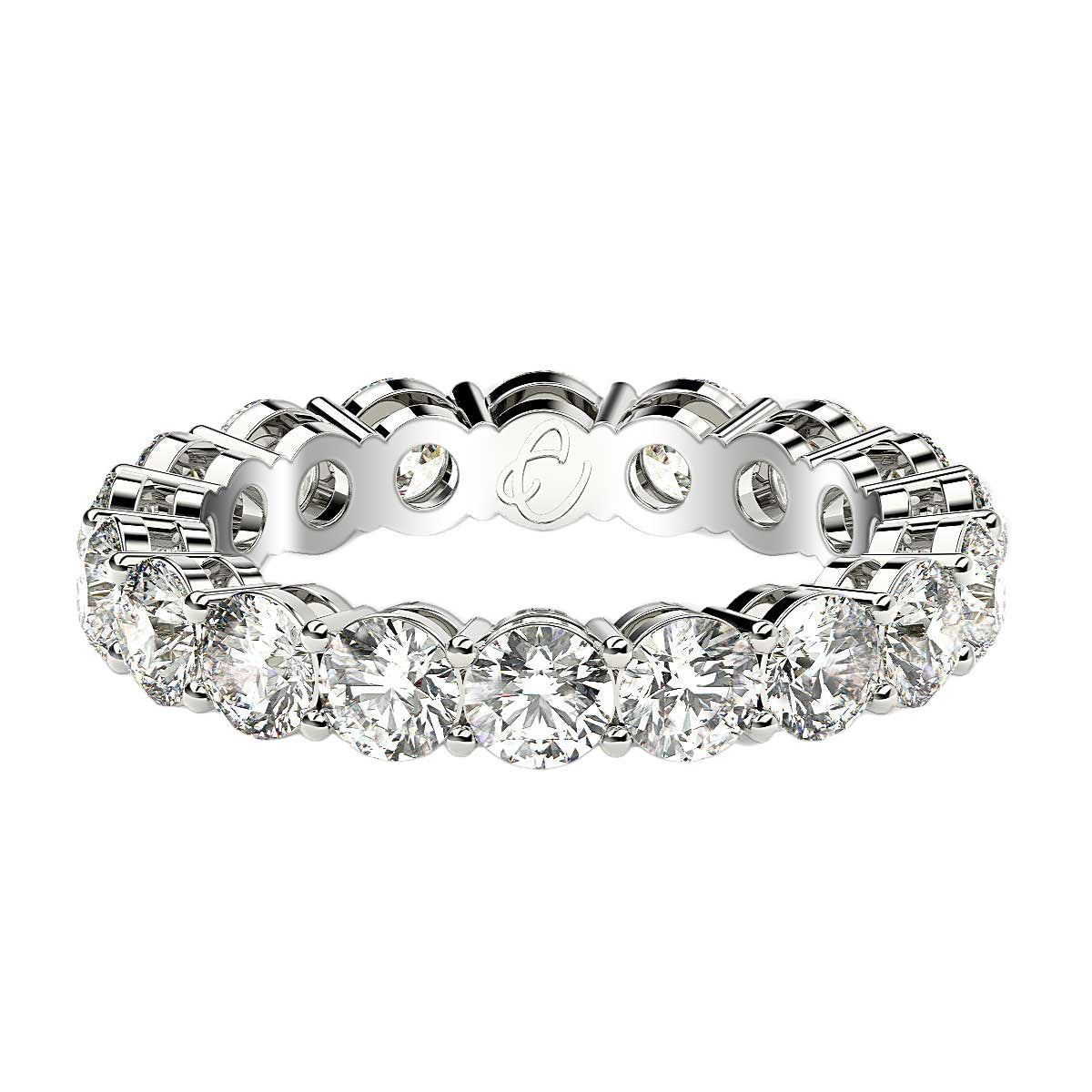 Round Cut Lab Grown Diamond Eternity Ring in 14k White Gold (2 cttw FG/VS2) 