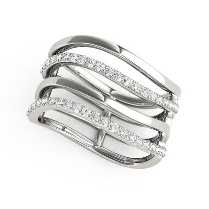 14k White Gold Multiple Band Design Ring with Diamonds (3/8 cttw) 