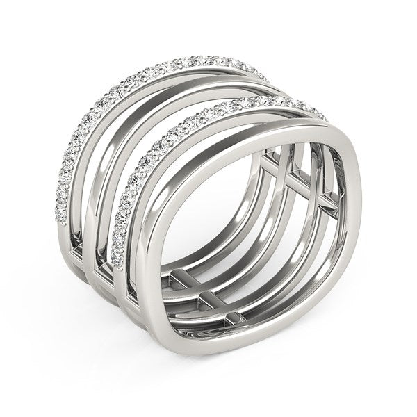 14k White Gold Multiple Band Design Ring with Diamonds (3/8 cttw) 