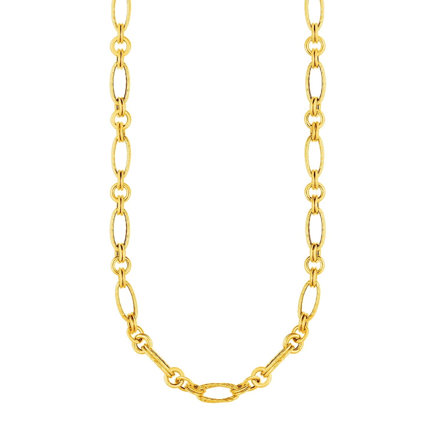 14k Yellow Gold Twisted and Polished Link Necklace 