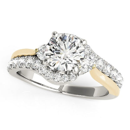 14k White And Yellow Gold Round Bypass Diamond Engagement Ring (1 1/2 cttw) 