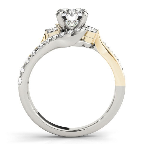 14k White And Yellow Gold Round Bypass Diamond Engagement Ring (1 1/2 cttw) 