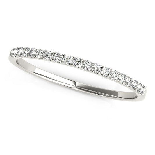 14k White Gold Pave Setting Diamond Wedding Ring (1/8 cttw) 