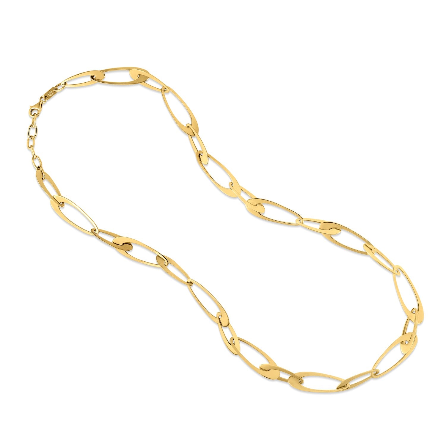 14K Yellow Gold Italian Oval Links Necklace 