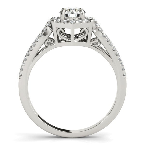 14k White Gold Diamond Engagement Ring with Hexagon Halo Border (7/8 cttw) 