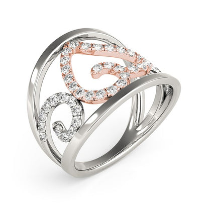 Heart Motif Filigree Style Diamond Ring in 14k White And Rose Gold (1/4 cttw) 