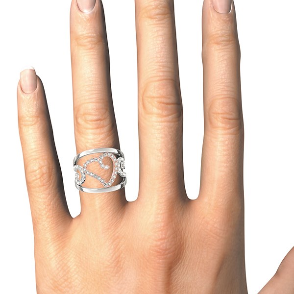 Heart Motif Filigree Style Diamond Ring in 14k White And Rose Gold (1/4 cttw) 