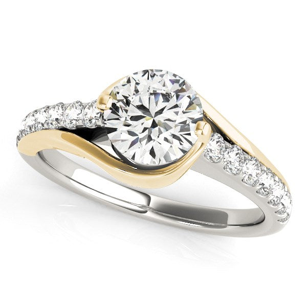 14k Two Tone Gold Split Shank Style Diamond Engagement Ring (1 1/4 cttw) 