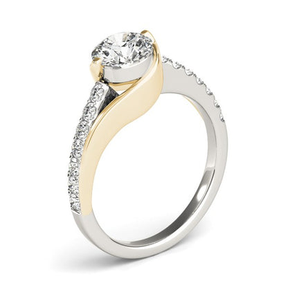 14k Two Tone Gold Split Shank Style Diamond Engagement Ring (1 1/4 cttw) 